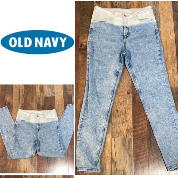 Old Navy jeans Woman’s 8 stonewashed bleached waistband Rockstar jean 90s party - Picture 3 of 10